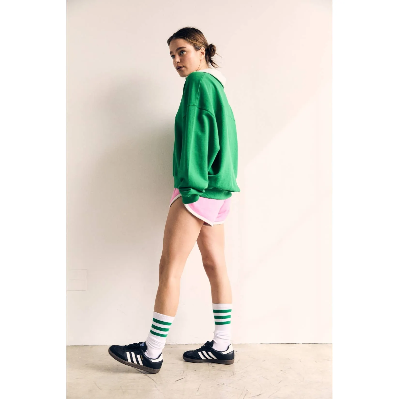 Contrast Collar Pink Oversized Sweatshirt - The Blank Lab
