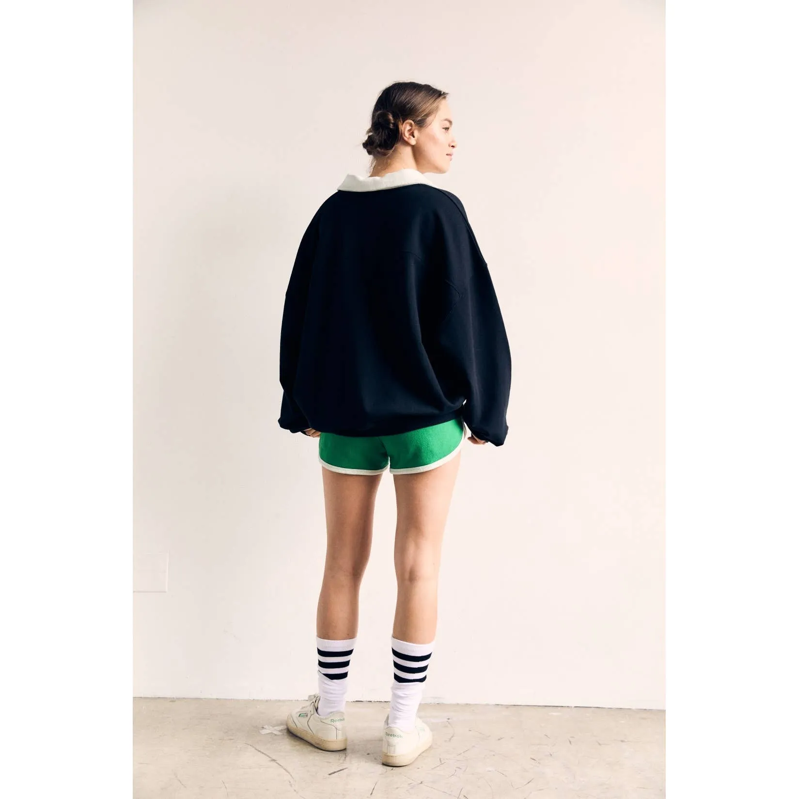 Contrast Collar Pink Oversized Sweatshirt - The Blank Lab