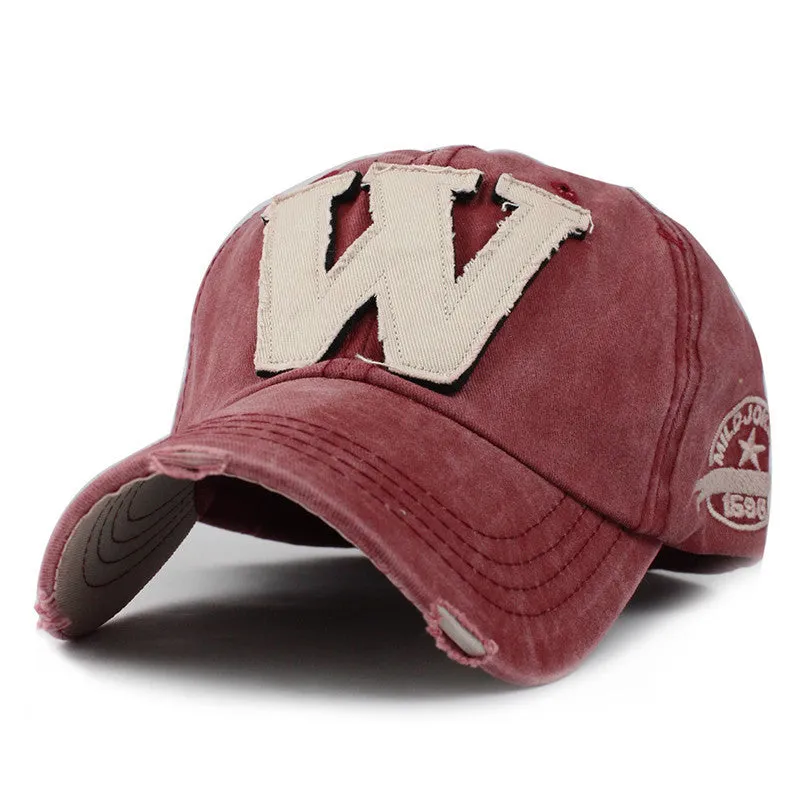 Cotton Embroidery Letter W Baseball Cap Snapback Caps Bone Sports Hat Distressed Wearing Style Outdoor Hat For Men Custom Hats
