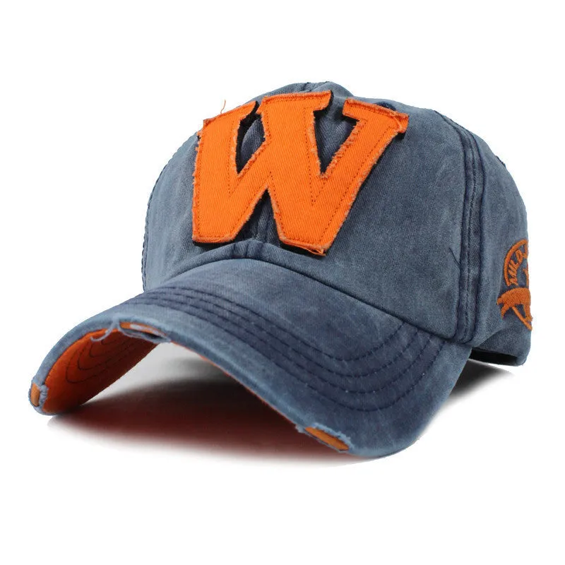 Cotton Embroidery Letter W Baseball Cap Snapback Caps Bone Sports Hat Distressed Wearing Style Outdoor Hat For Men Custom Hats