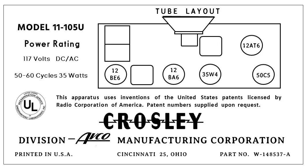 CROSLEY-11-105U-12AT6