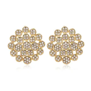 Cubic Zirconia & 18K Gold-Plated Flower Stud Earrings