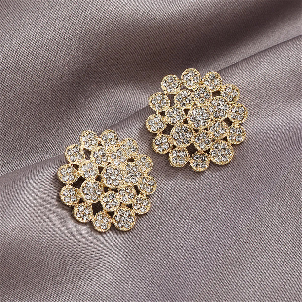 Cubic Zirconia & 18K Gold-Plated Flower Stud Earrings