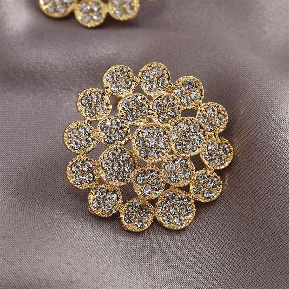 Cubic Zirconia & 18K Gold-Plated Flower Stud Earrings