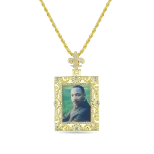 Custom Greek Pattern Vintage Rectangular Photo Pendant