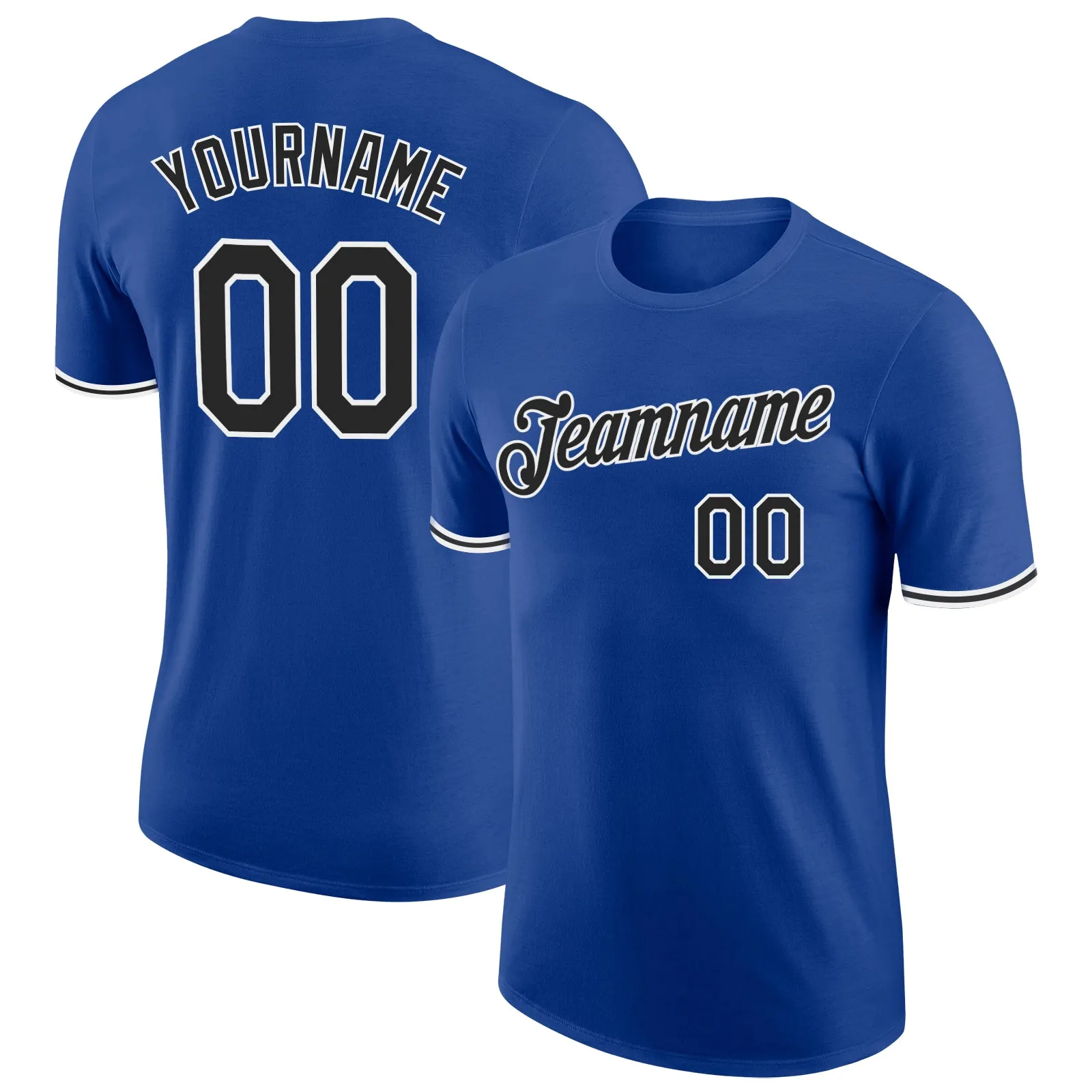 Custom Royal Black-White Performance T-Shirt