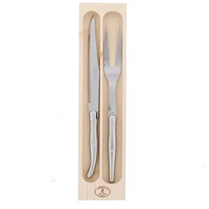 (D) Laguiole Flatware, Jean Dubost Stainless Steel Carving Set 2pc
