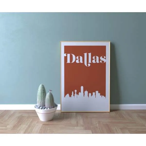 Dallas, Texas retro inspired city skyline