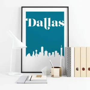Dallas, Texas retro inspired city skyline