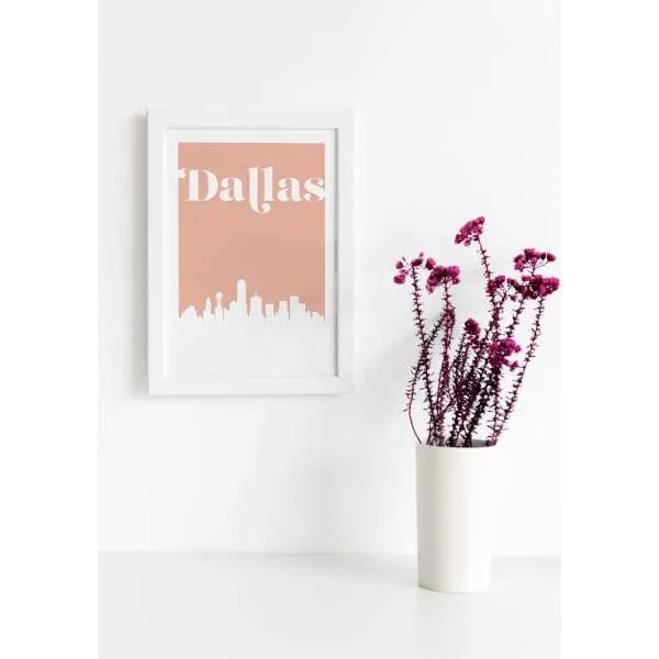 Dallas, Texas retro inspired city skyline