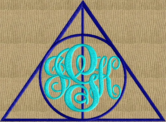 Deathly Hallows Harry Potter Font Frame Monogram Design -Font not included EMBROIDERY DESIGN FILE Instant download - Vp3 Hus Dst Exp Jef Pes