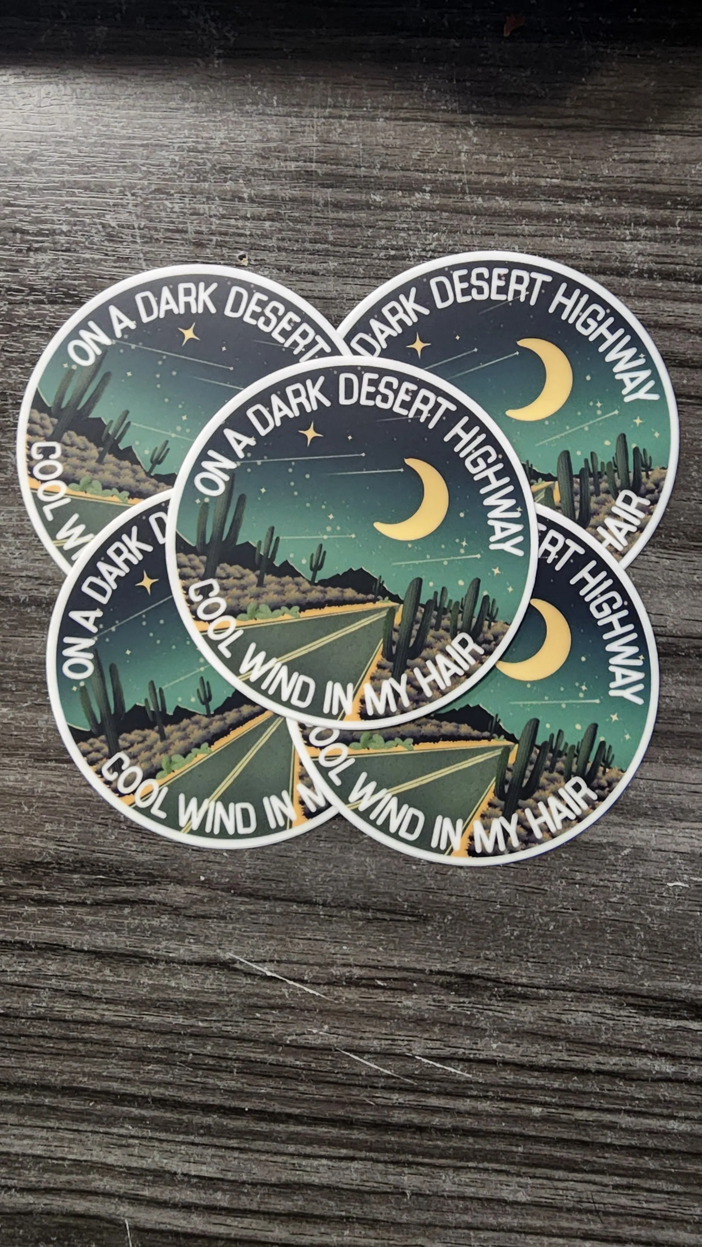 Desert Highway Adventure Sticker – Night Sky Design