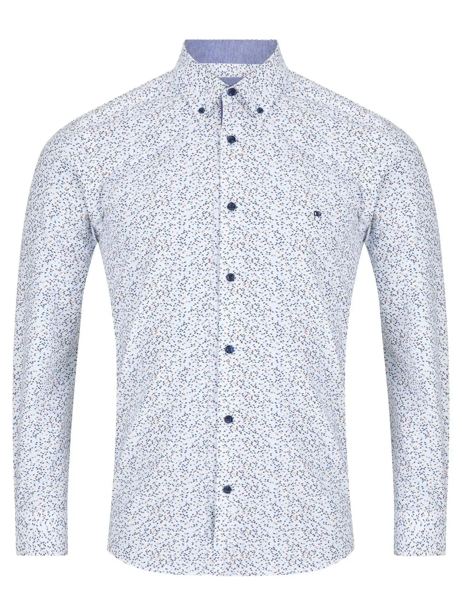 DG's Drifter Ivano Regular LS Shirt White/ Navy Diamond Print