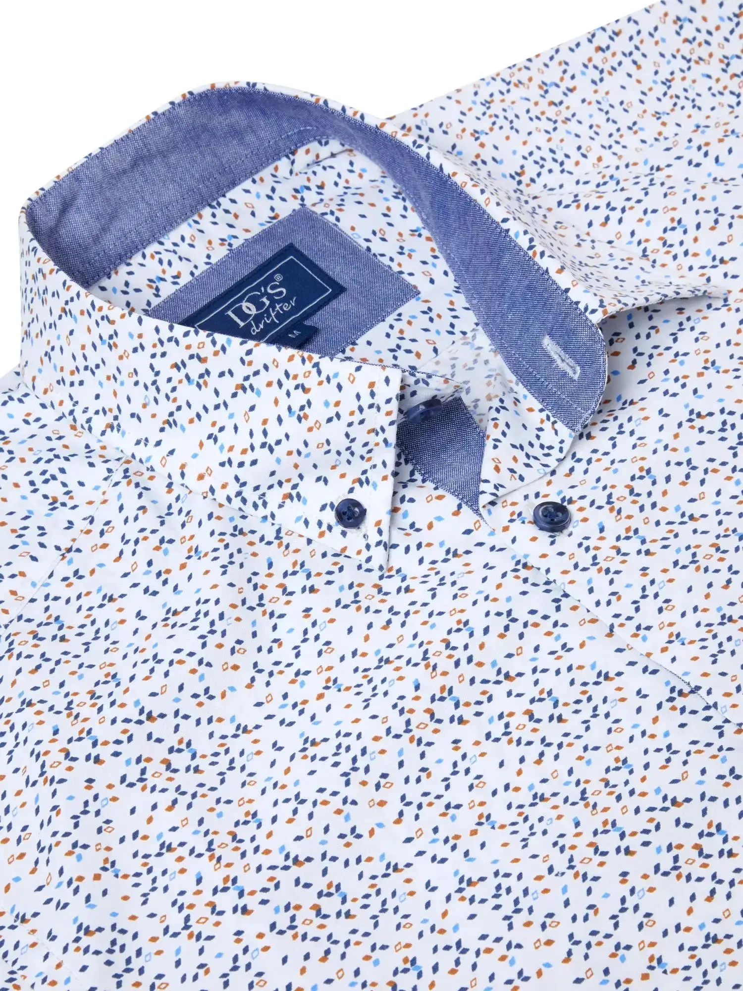 DG's Drifter Ivano Regular LS Shirt White/ Navy Diamond Print