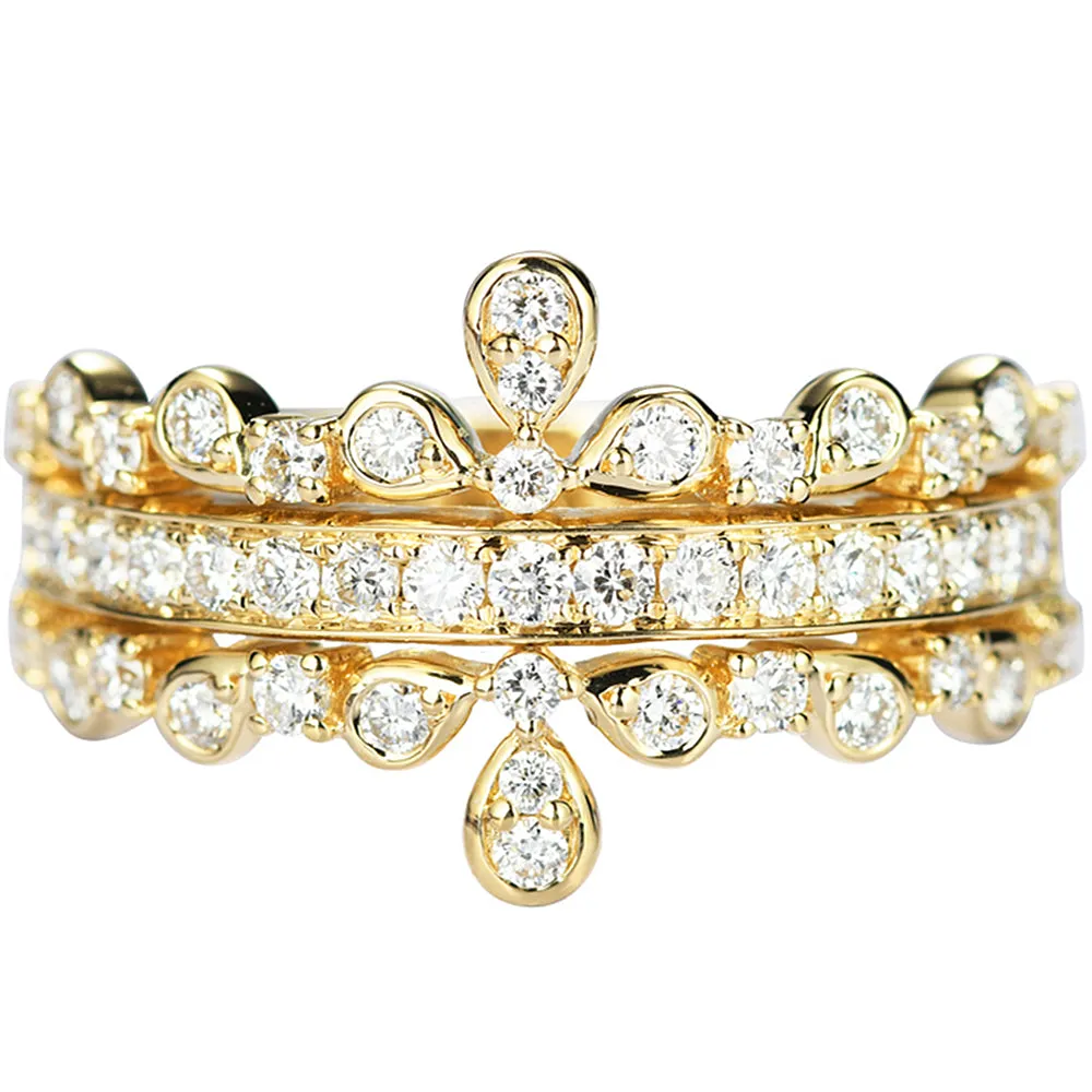 Diamond Tiara Crown Layered Ring