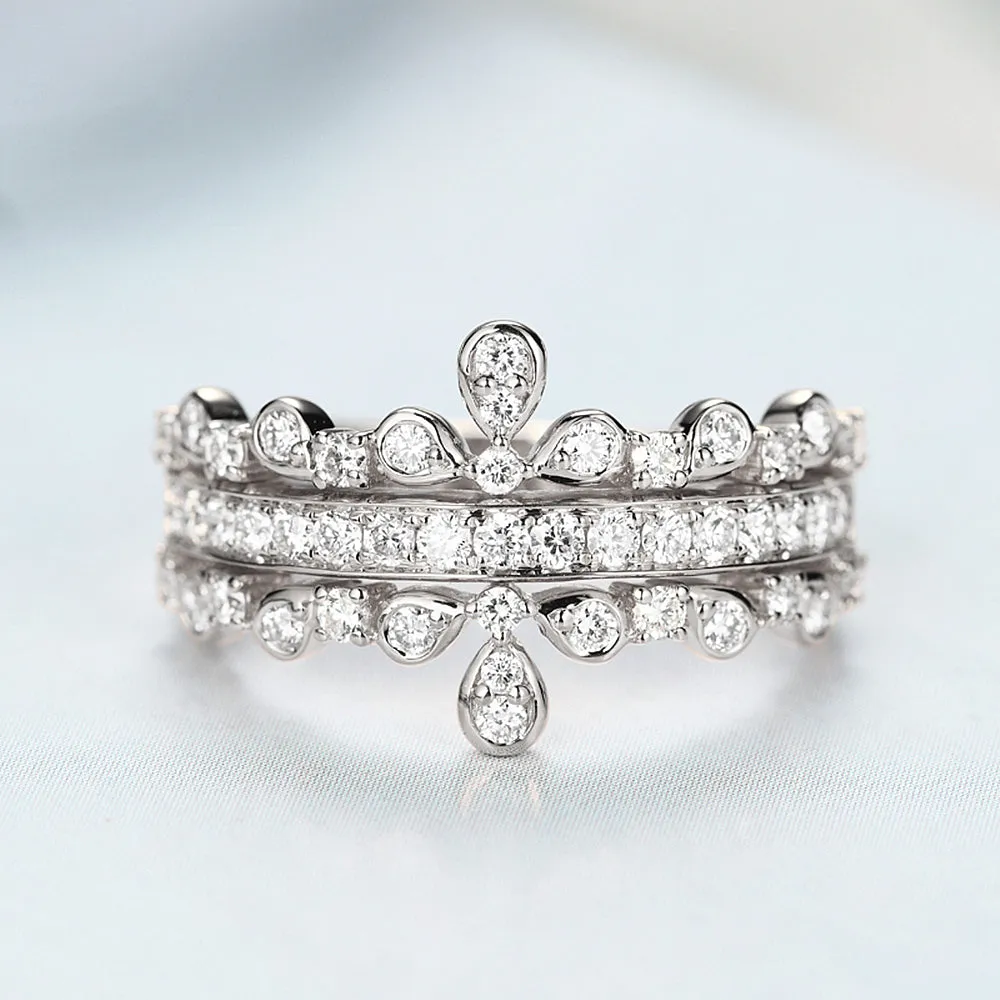 Diamond Tiara Crown Layered Ring