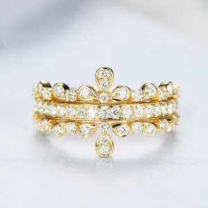 Diamond Tiara Crown Layered Ring