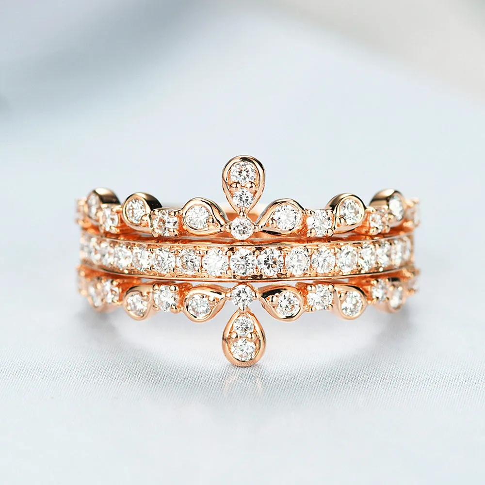 Diamond Tiara Crown Layered Ring