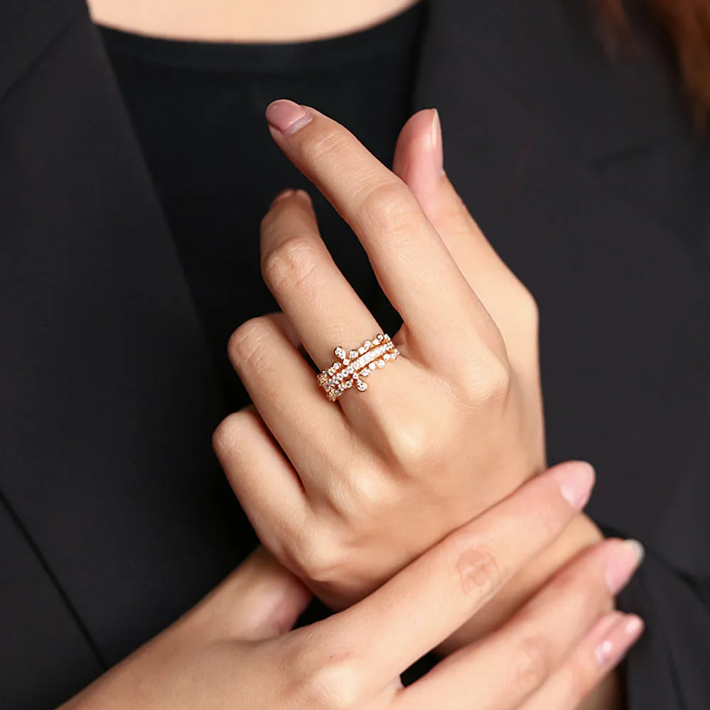 Diamond Tiara Crown Layered Ring