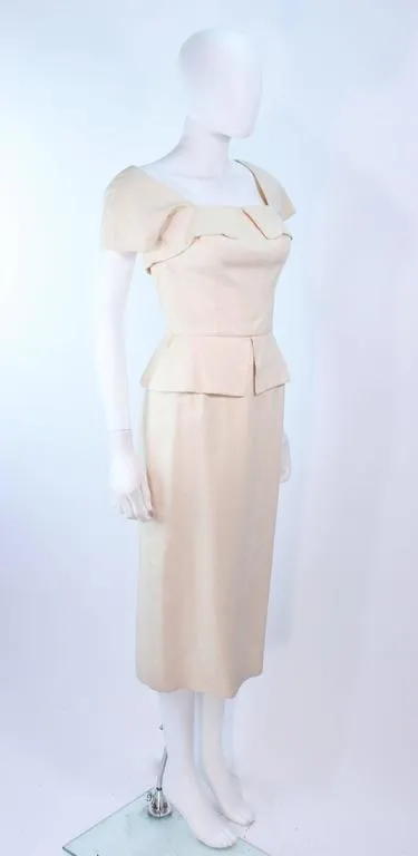 DON LOPER 1950s Yellow Silk Coat and Dress Size 2