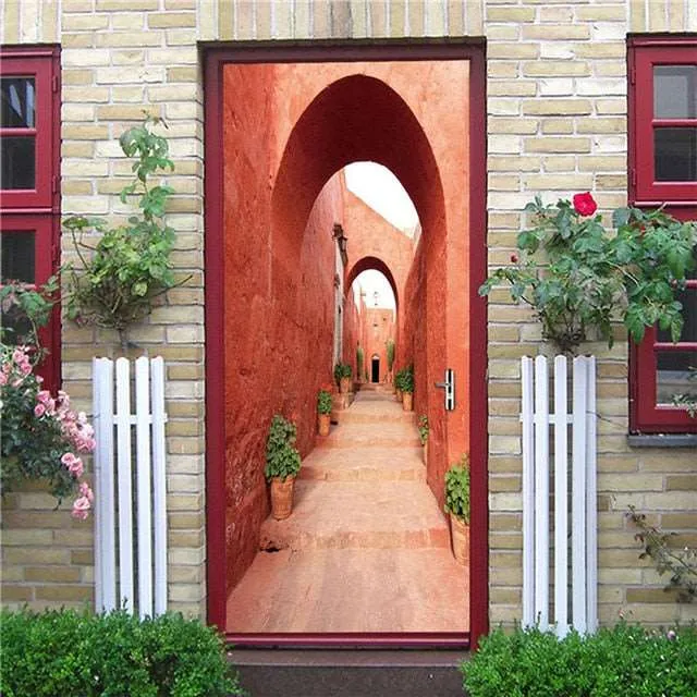 Door Fashion Home Decoration Self Stick Wallpaper Waterproof Renovation Art Poster