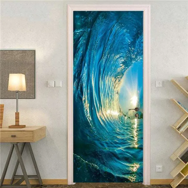 Door Fashion Home Decoration Self Stick Wallpaper Waterproof Renovation Art Poster