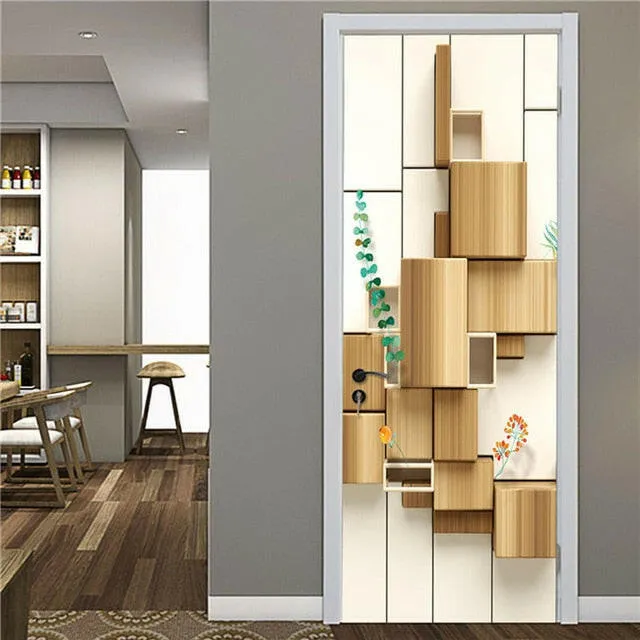 Door Fashion Home Decoration Self Stick Wallpaper Waterproof Renovation Art Poster