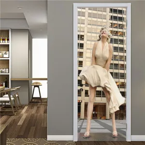 Door Fashion Home Decoration Self Stick Wallpaper Waterproof Renovation Art Poster