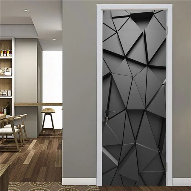 Door Fashion Home Decoration Self Stick Wallpaper Waterproof Renovation Art Poster