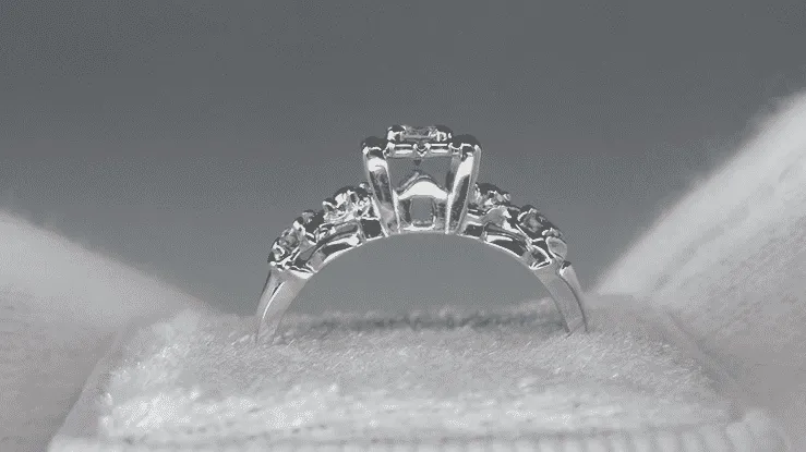Eileen 1950's Vintage Square Top Diamond Engagement Ring in 14 Karat White Gold