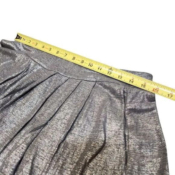 Eileen Fisher Ash Organic Linen Jersey Shimmer Skirt Short Pockets Silver Gray S