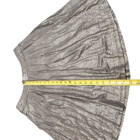 Eileen Fisher Ash Organic Linen Jersey Shimmer Skirt Short Pockets Silver Gray S