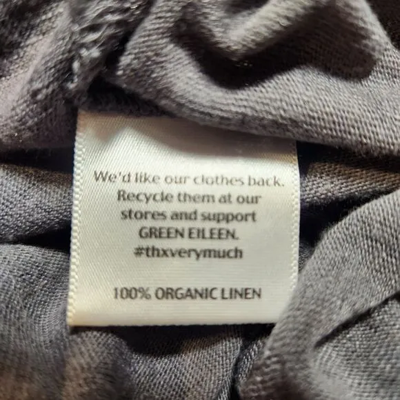 Eileen Fisher Ash Organic Linen Jersey Shimmer Skirt Short Pockets Silver Gray S