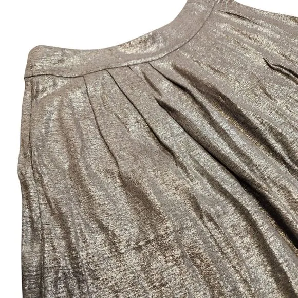 Eileen Fisher Ash Organic Linen Jersey Shimmer Skirt Short Pockets Silver Gray S