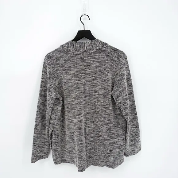 Eileen Fisher Knit Jacquard Kimono Jacket White/Black Size Medium