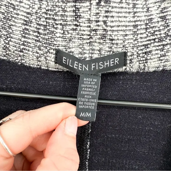 Eileen Fisher Knit Jacquard Kimono Jacket White/Black Size Medium