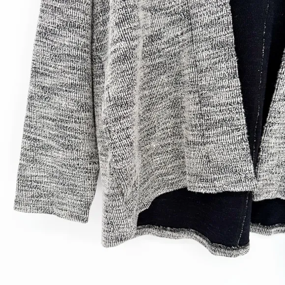 Eileen Fisher Knit Jacquard Kimono Jacket White/Black Size Medium