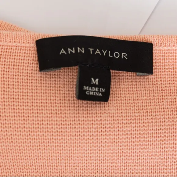 Embellished retro sweater peach fuzz shade 3/4 length wool blend rhinestones M