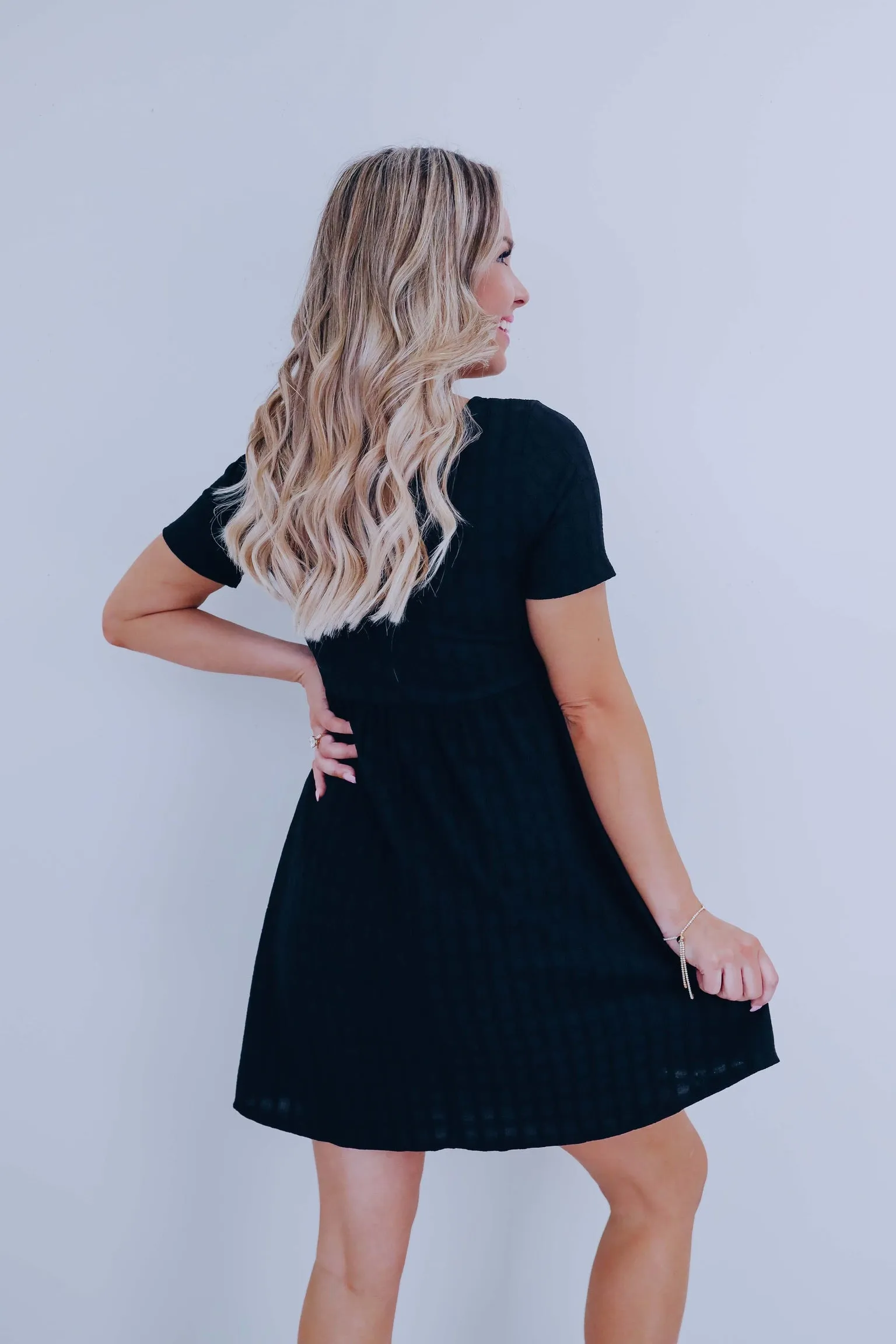 Emery Empire Waist Mini Dress - Black