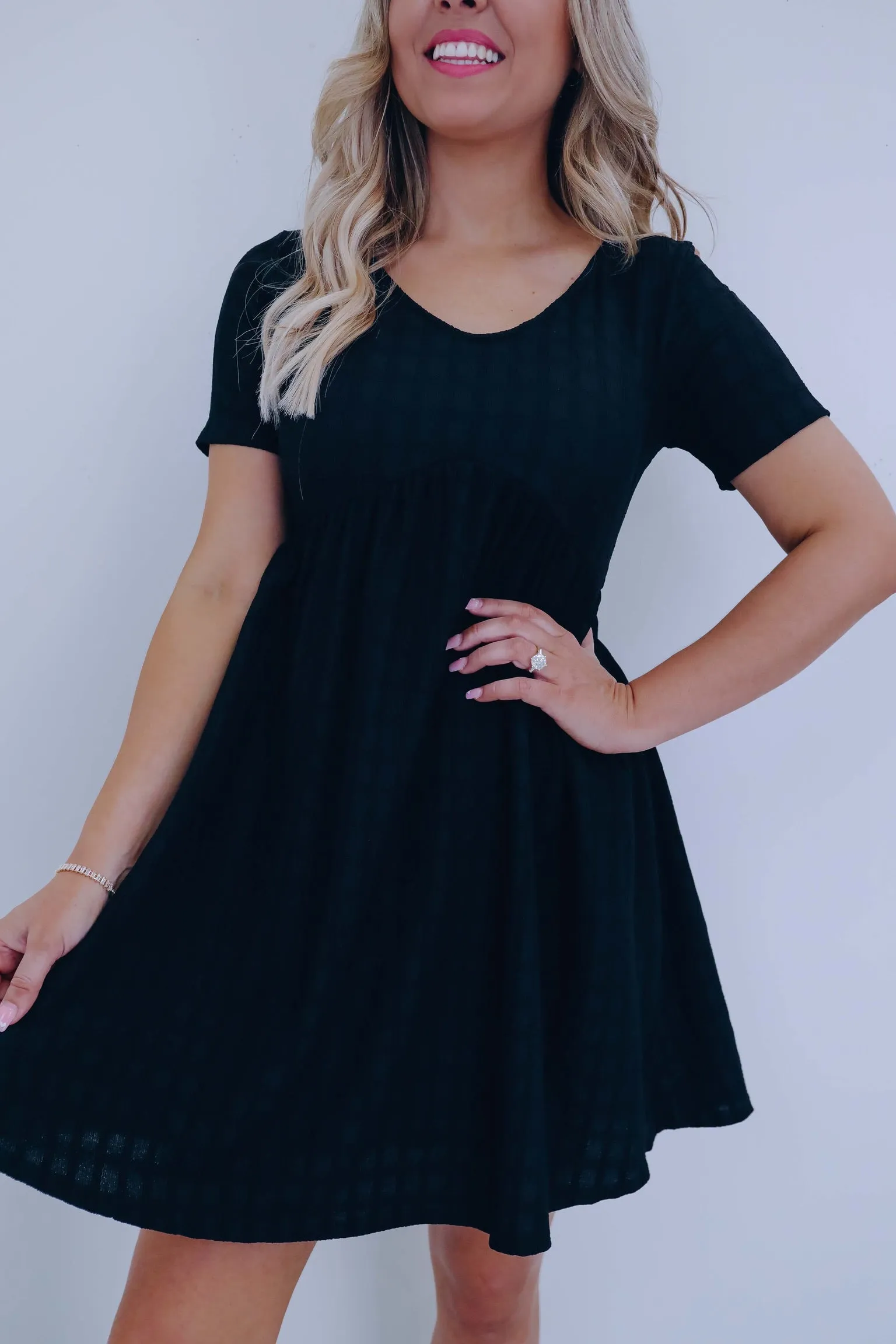Emery Empire Waist Mini Dress - Black