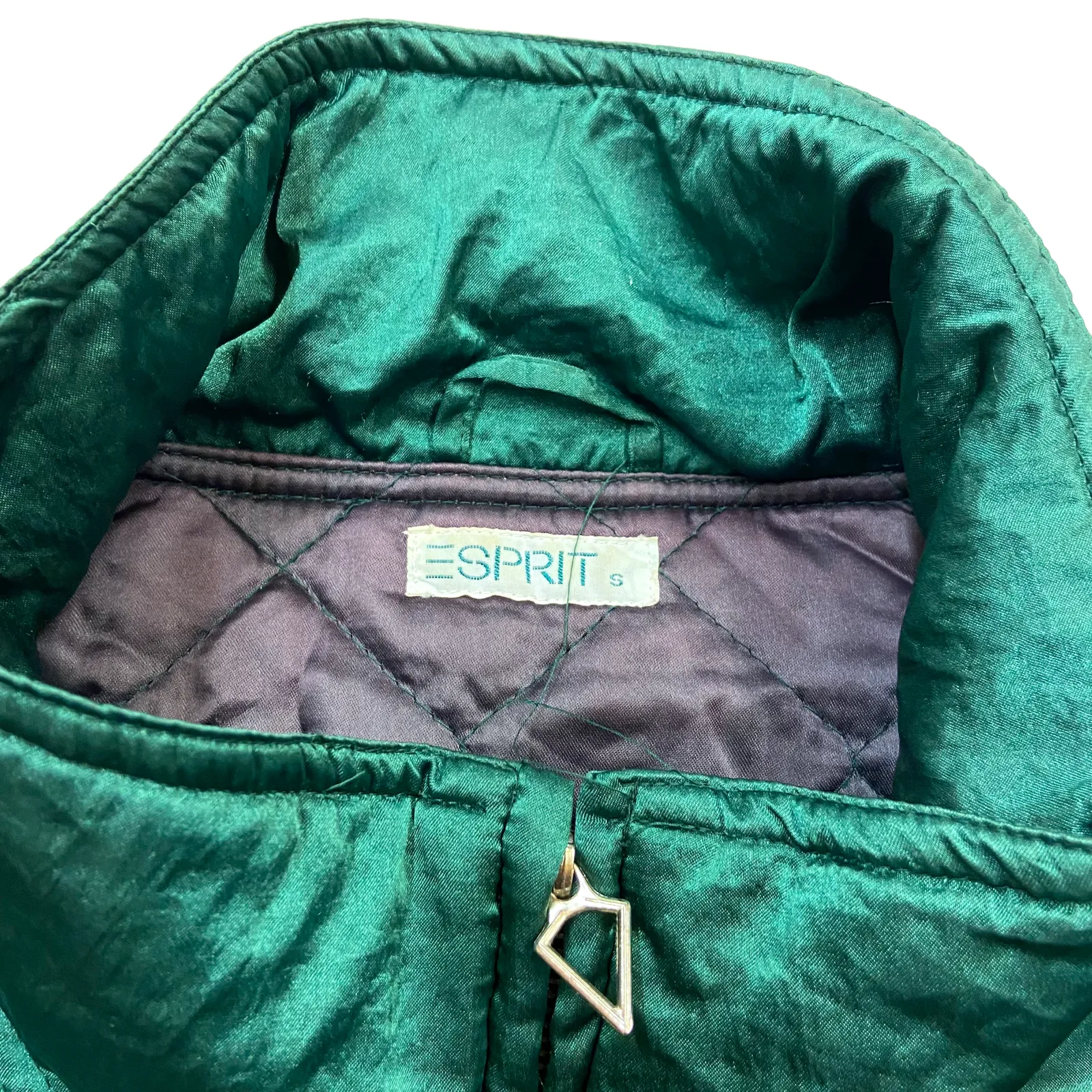 Esprit Long Quilted Coat | Vintage Mens Green High End Luxury Designer  Overcoat