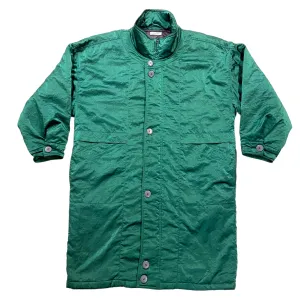 Esprit Long Quilted Coat | Vintage Mens Green High End Luxury Designer  Overcoat
