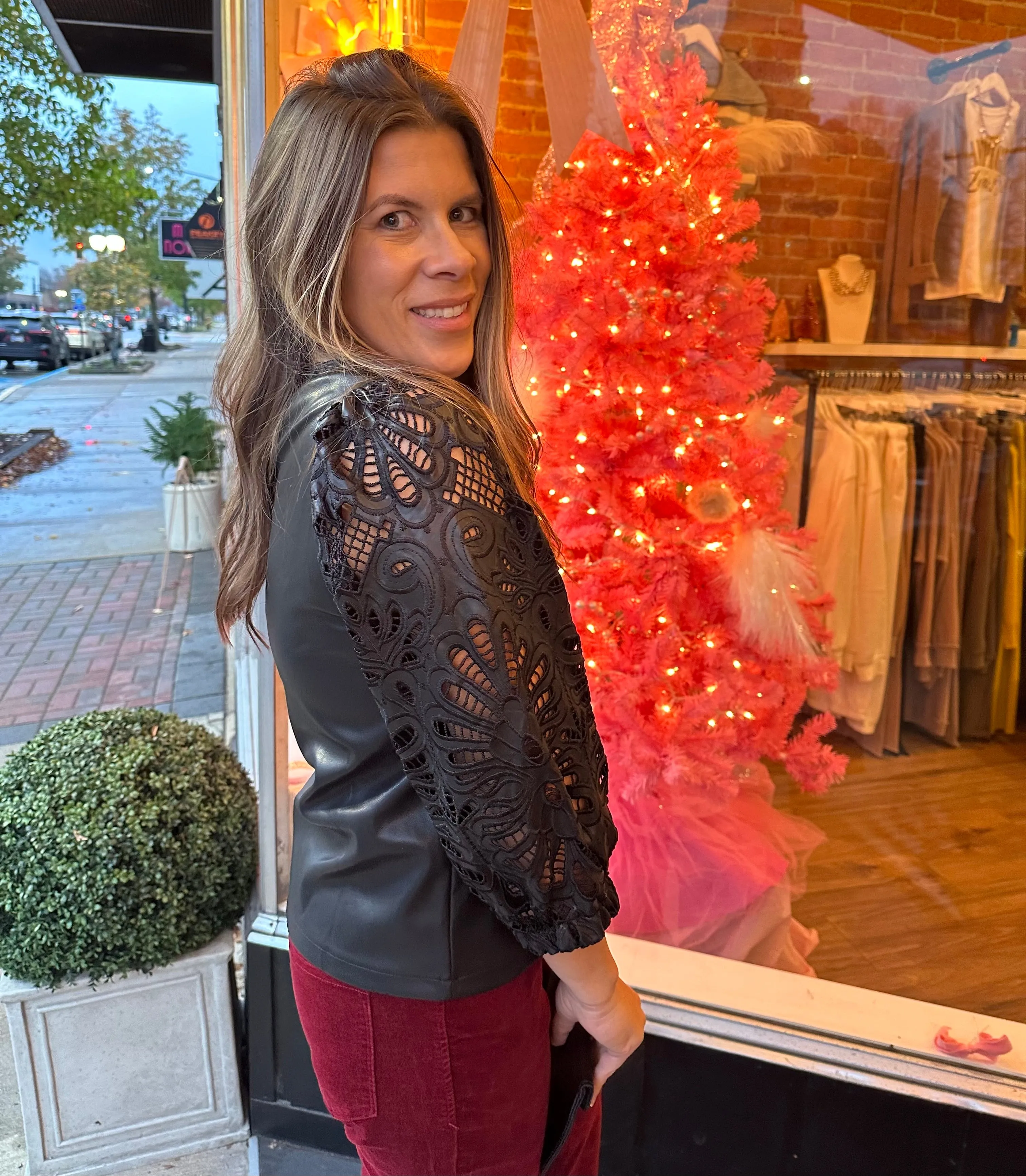 Eyelet Leather Top