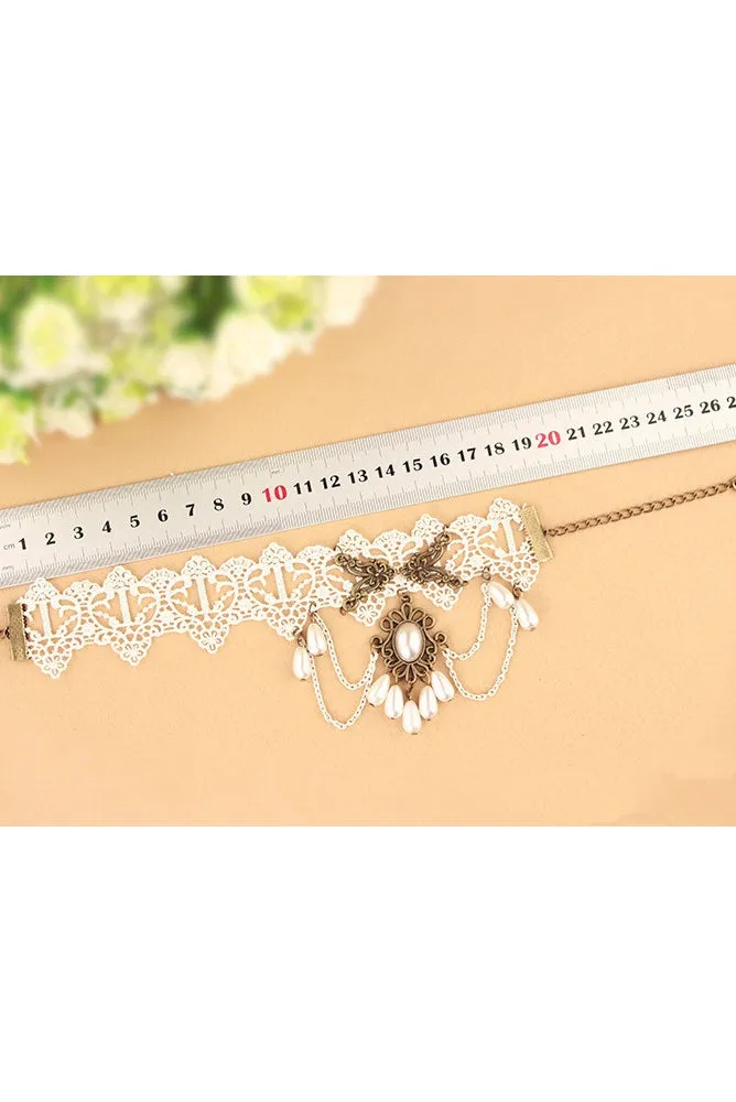 Fashion Fresh Sweet White Retro Lace Female Anklet-860339