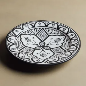 Fez Dinner Plate Black Grey - Moroccan Dinnerware