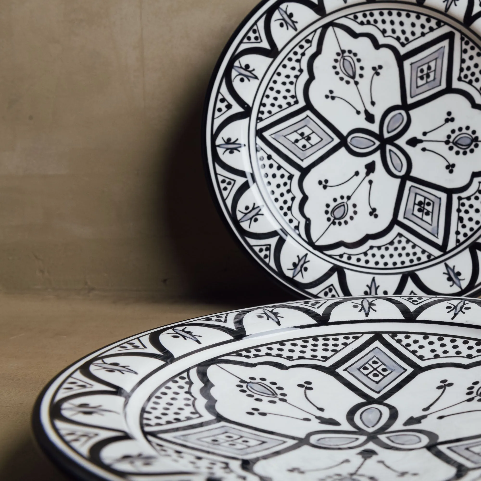 Fez Dinner Plate Black Grey - Moroccan Dinnerware