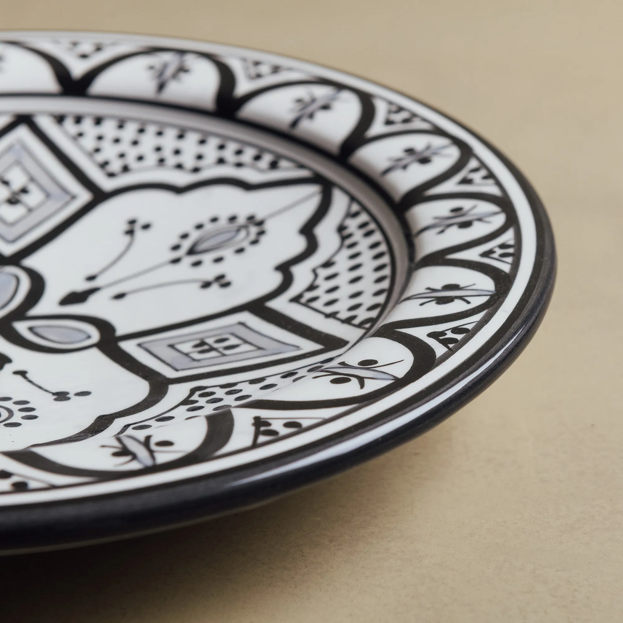 Fez Dinner Plate Black Grey - Moroccan Dinnerware