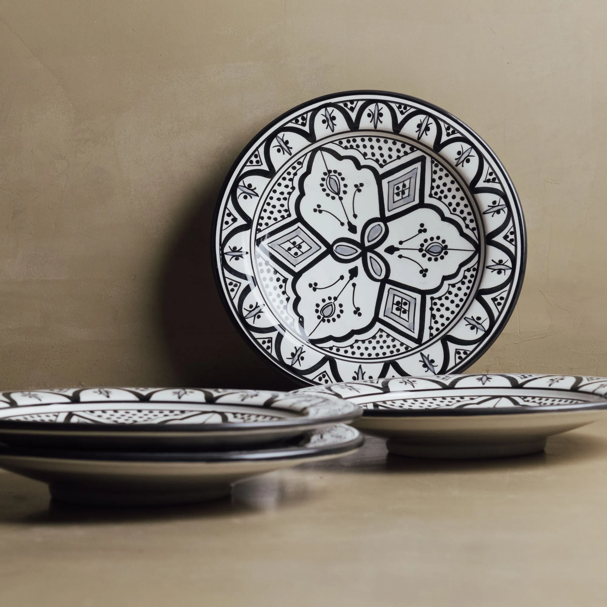 Fez Dinner Plate Black Grey - Moroccan Dinnerware
