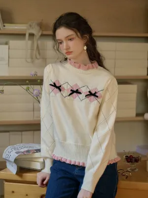 【Final Sale】Max Ruffled Collar Bow Sweater