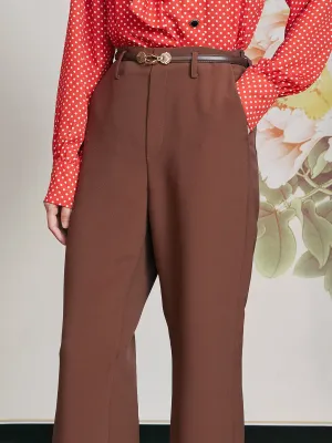 【Final Sale】Novah High-waisted Bell-bottomed Caramel Trousers